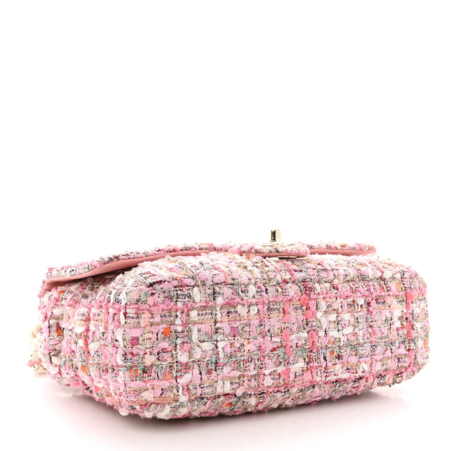 Chanel Tweed Medium Pearl Handle Flap Pink Beige Orange Ecru 4 of 12