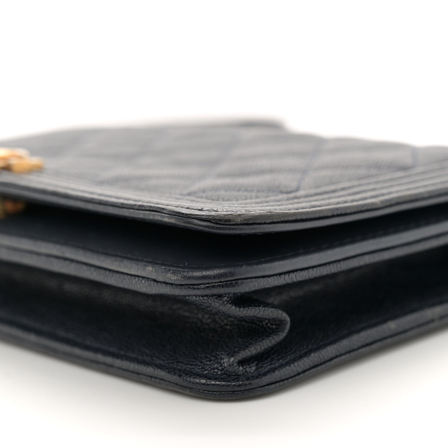 Caviar Quilted Boy Wallet On Chain WOC Navy
