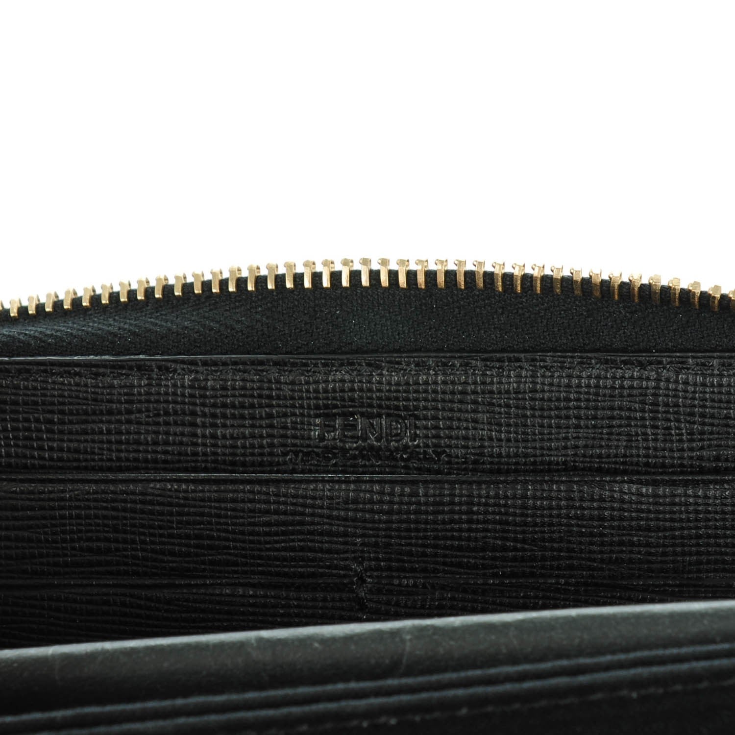 Fendi Vitello Elite Studded Monster Zip Around Wallet Black 6 of 7