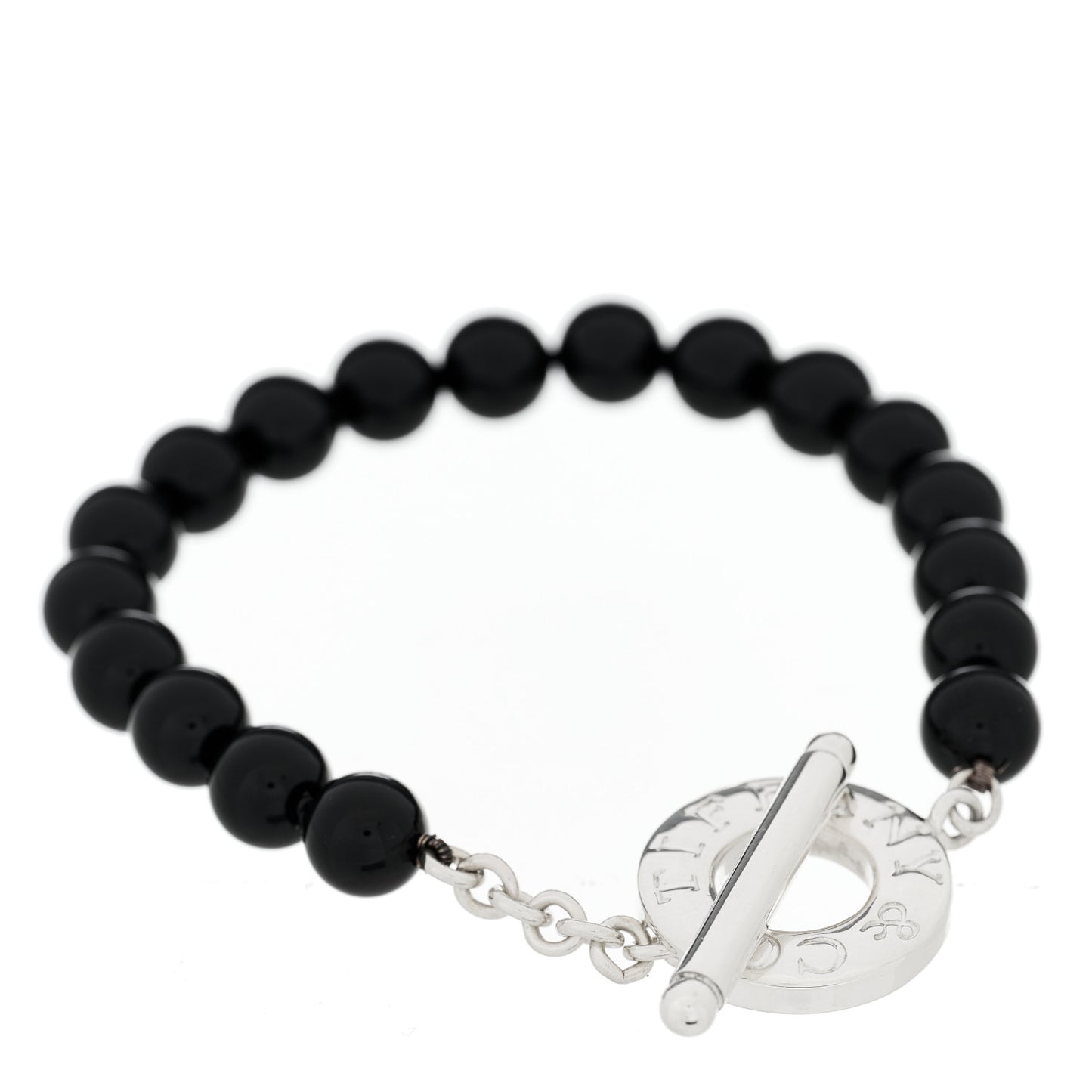 Sterling Silver Black Onyx Bead Toggle Bracelet