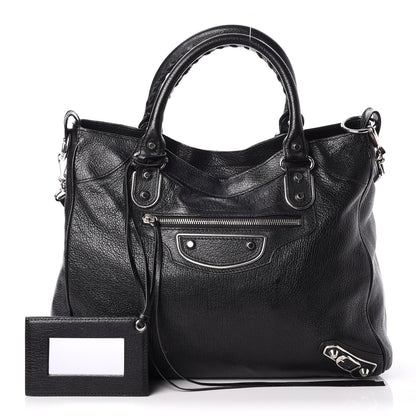 Balenciaga Chevre Silver Metallic Edge Hardware Velo Black 1 of 15