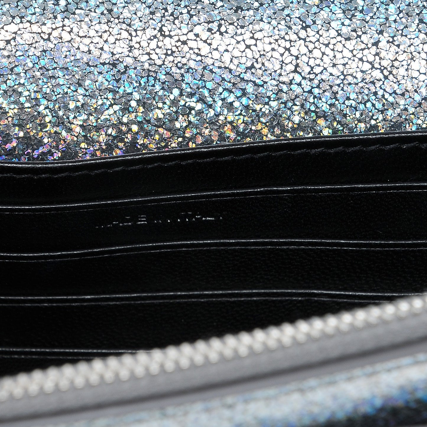 Metallic Crackled Calfskin Monogram Sunset Chain Wallet Star Light