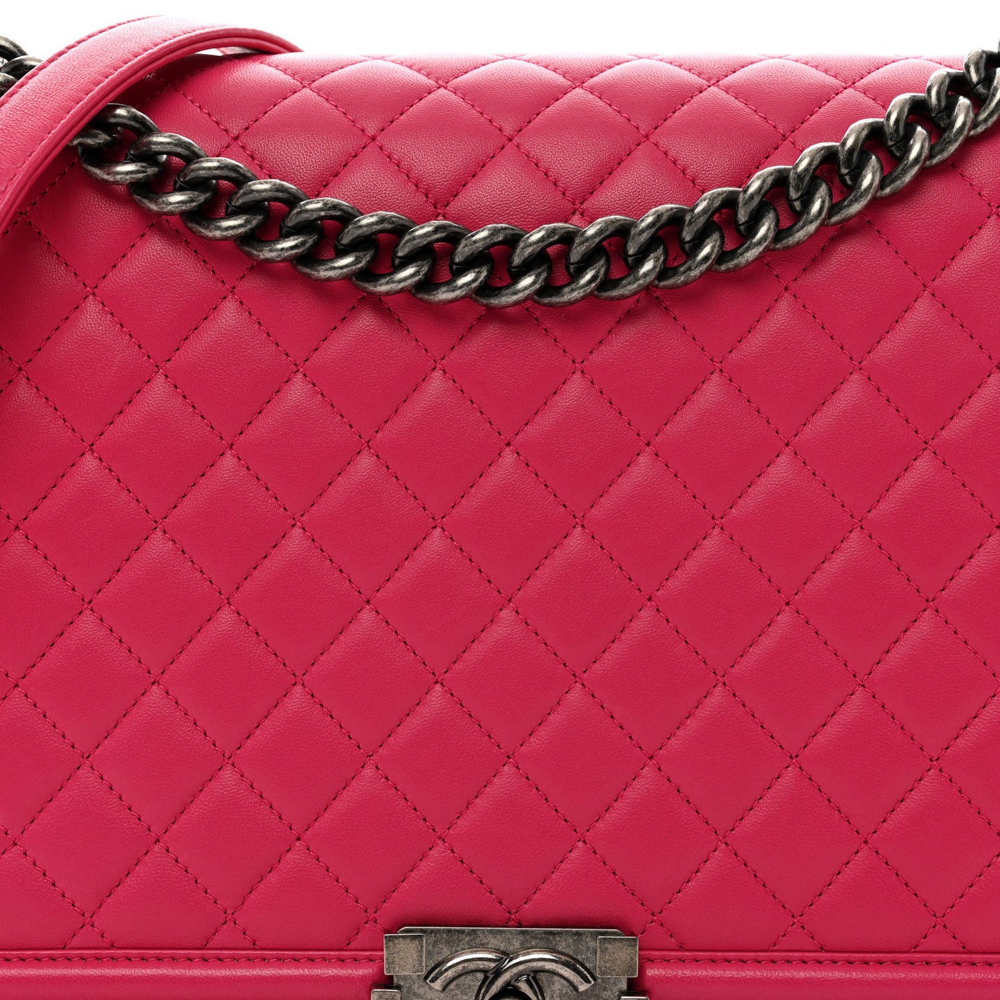 Lambskin Quilted Large Boy Flap Pink
