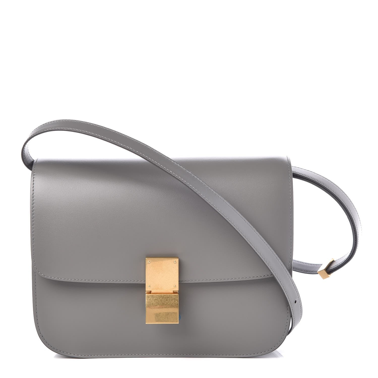 Celine Box Calfskin Medium Classic Box Flap Bag Zinc 344021