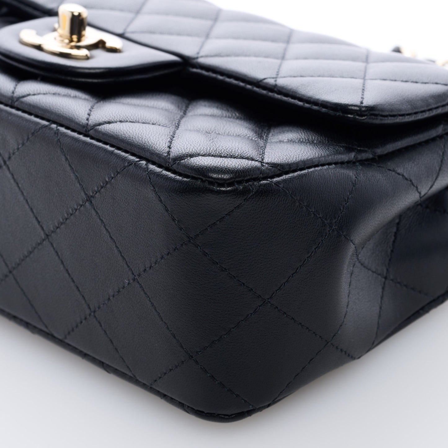 Lambskin Quilted Mini Rectangular Flap Black