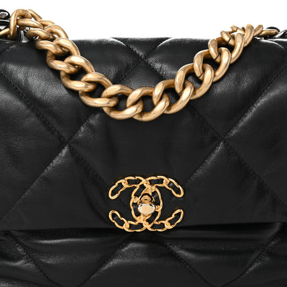 Chanel Shiny Goatskin Quilted Large Chanel 19 Flap Black 8 of 10