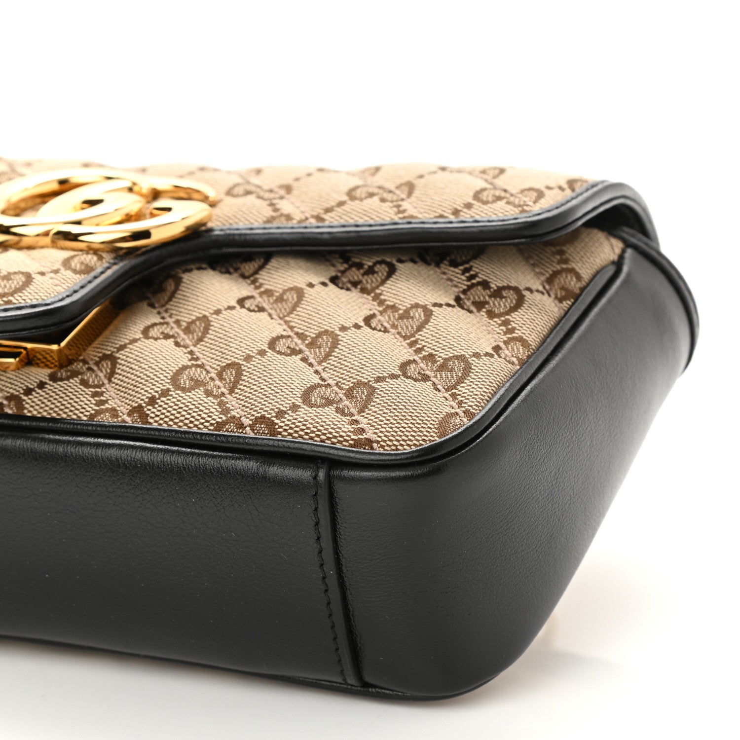 Gucci Monogram Matelasse Diagonal Mini GG Marmont Shoulder Bag Beige Black 8 of 8