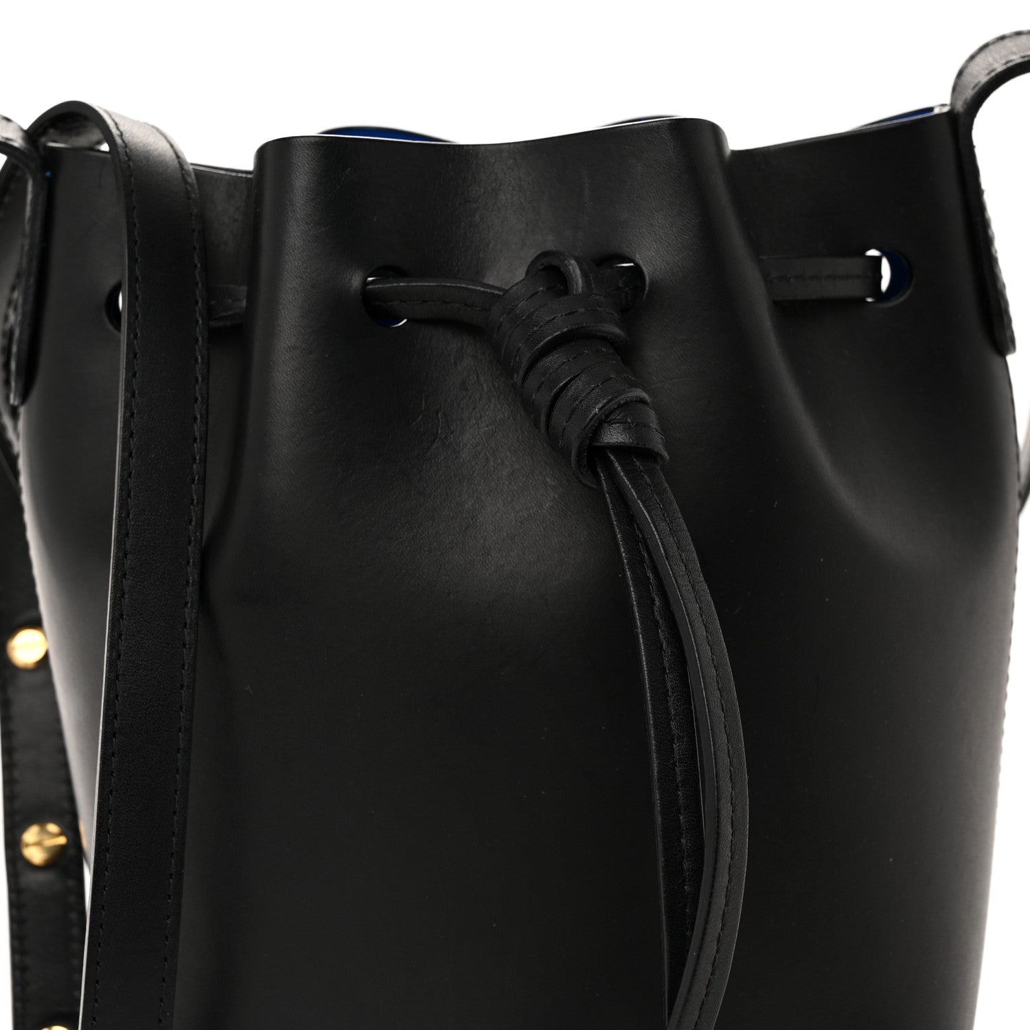 Mansur Gavriel Calfskin Mini Mini Bucket Bag Black Royal Blu 8 of 11