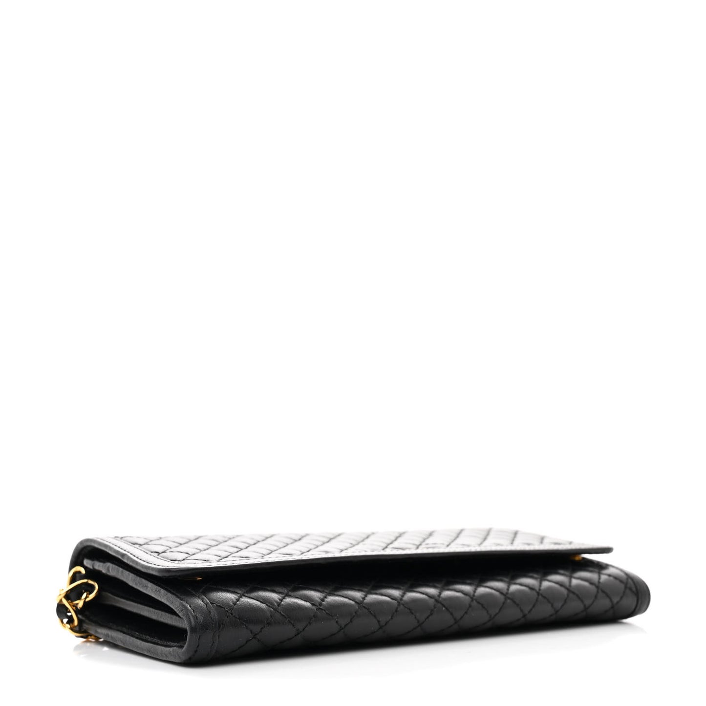 Soft Calfskin Quilted Chain Wallet Black