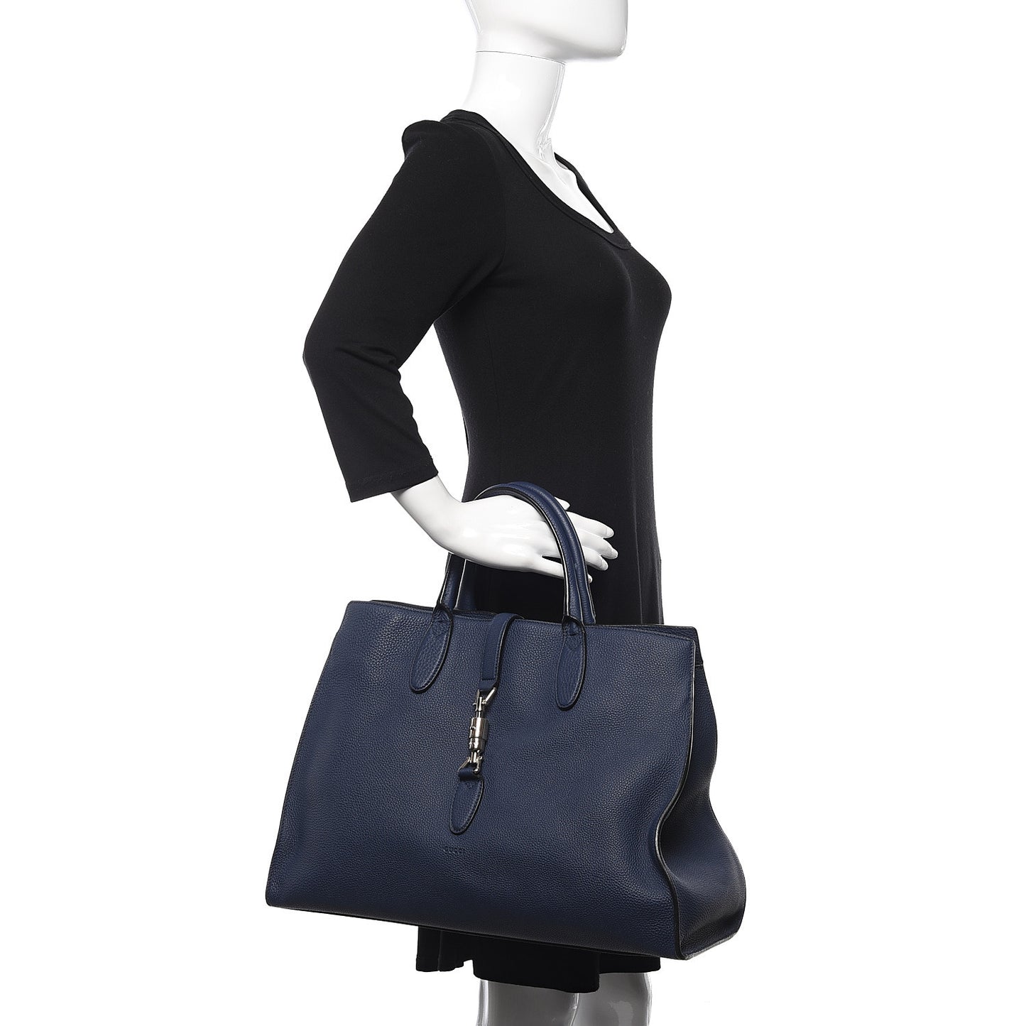 Soft Calfskin Medium Jackie Top Handle Bag Classic Blue Marine