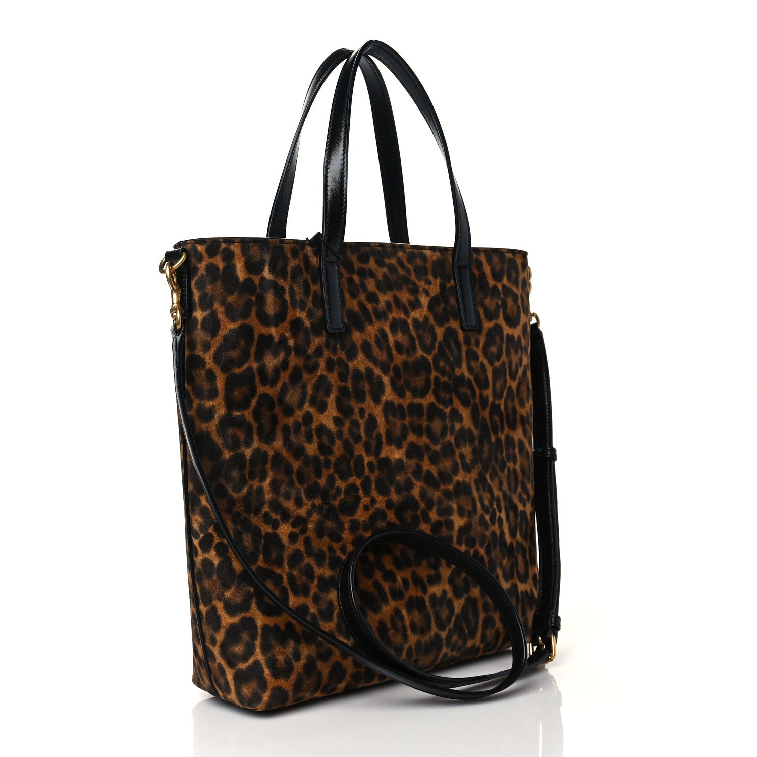 Saint Laurent Suede Leopard Print Toy Shopping Tote Naturale 3 of 10