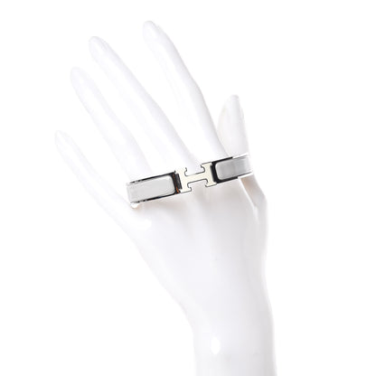 Hermes Enamel Narrow Clic Clac H Bracelet GM Blanc Gris Clair 2 of 6
