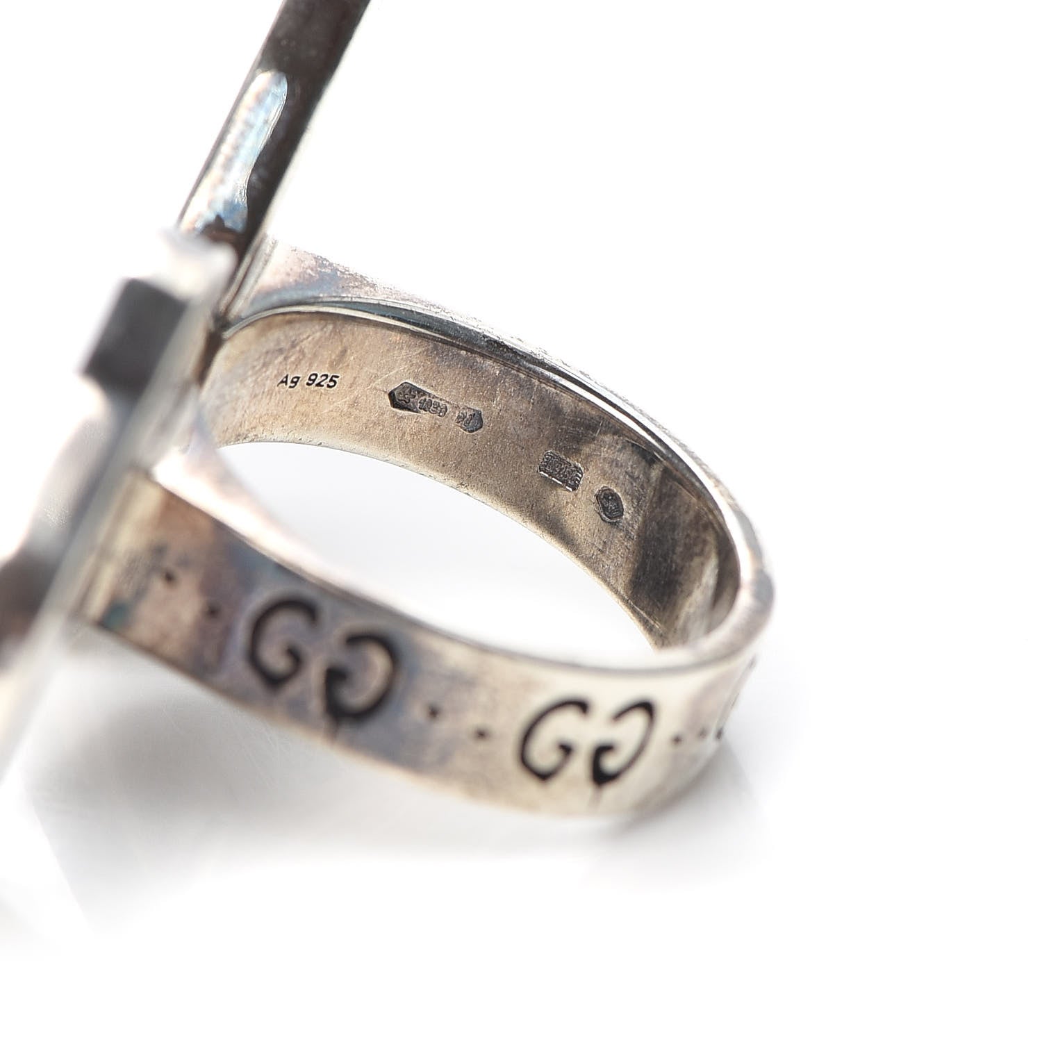 Gucci Sterling Silver GucciGhost Hamlet Skull Double Ring 58 8.25 5 of 6