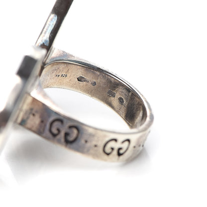Gucci Sterling Silver GucciGhost Hamlet Skull Double Ring 58 8.25 5 of 6