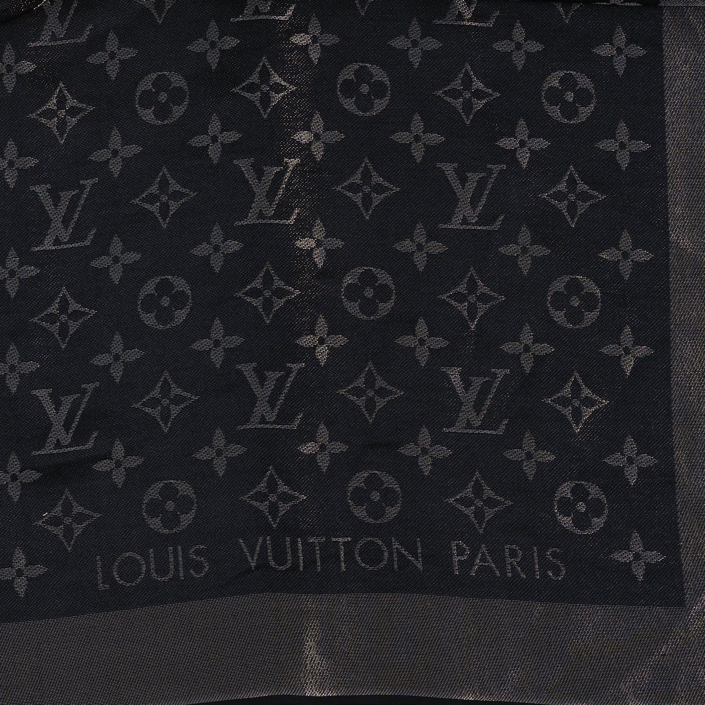 Silk Lurex Wool Monogram Shine Shawl Black