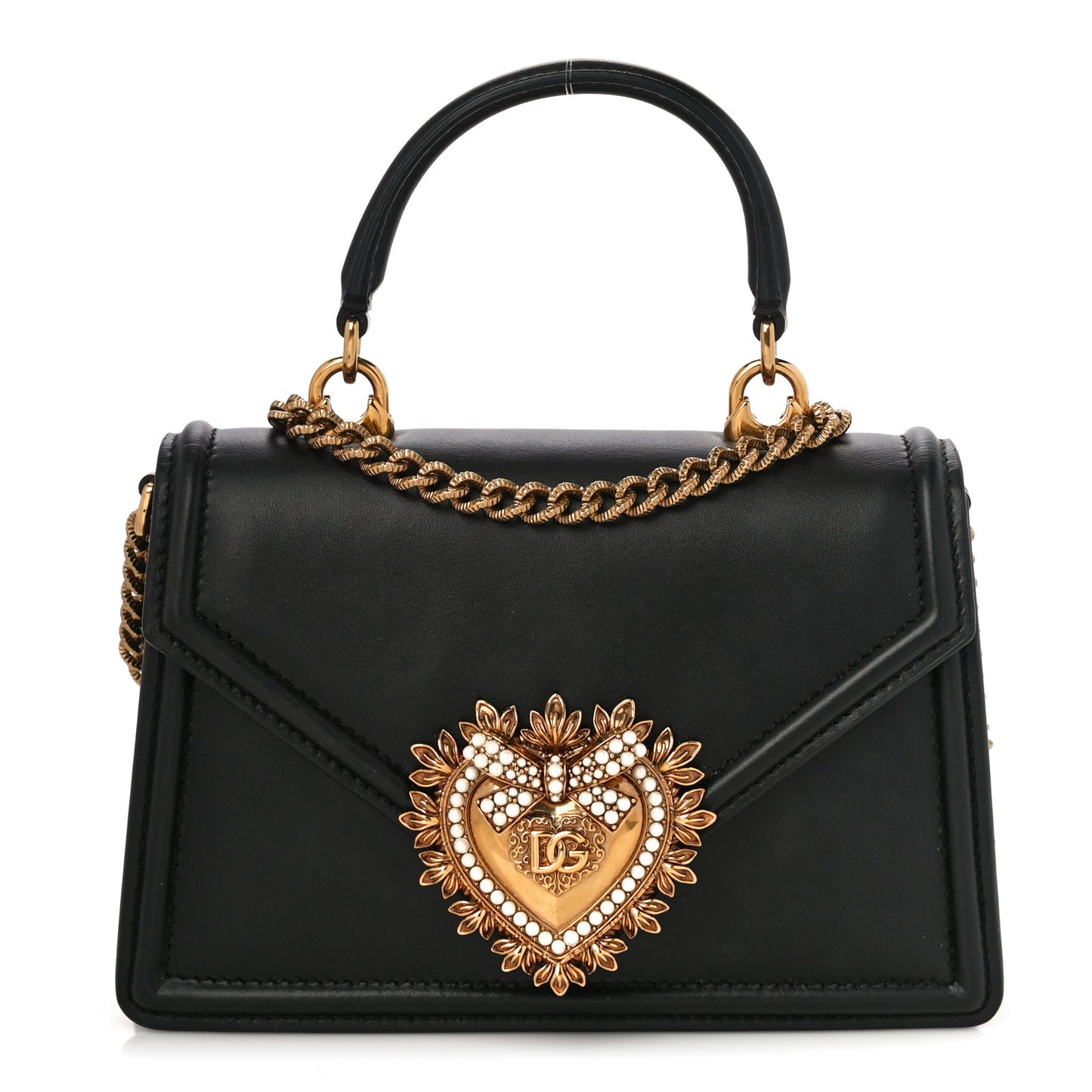 Smooth Calfskin Small Devotion Envelope Top Handle Bag Black