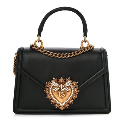 Dolce & Gabbana Smooth Calfskin Small Devotion Envelope Top Handle Bag Black 1 of 10