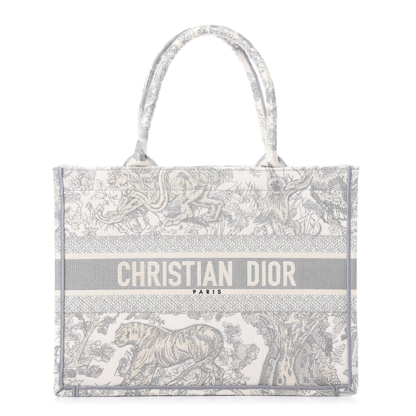 Canvas Embroidered Medium Dioriviera Toile De Jouy Book Tote Gray
