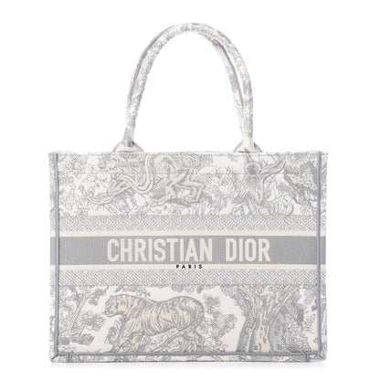 Christian Dior Canvas Embroidered Medium Dioriviera Toile De Jouy Book Tote Gray 1 of 12