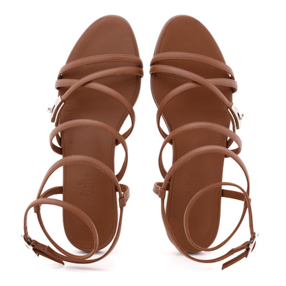 Hermes Calfskin Lullaby Sandals 38 Gold 2 of 9