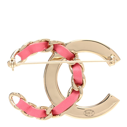 Chanel Lambskin Baguette Crystal CC Chain Brooch Pink Gold 3 of 5
