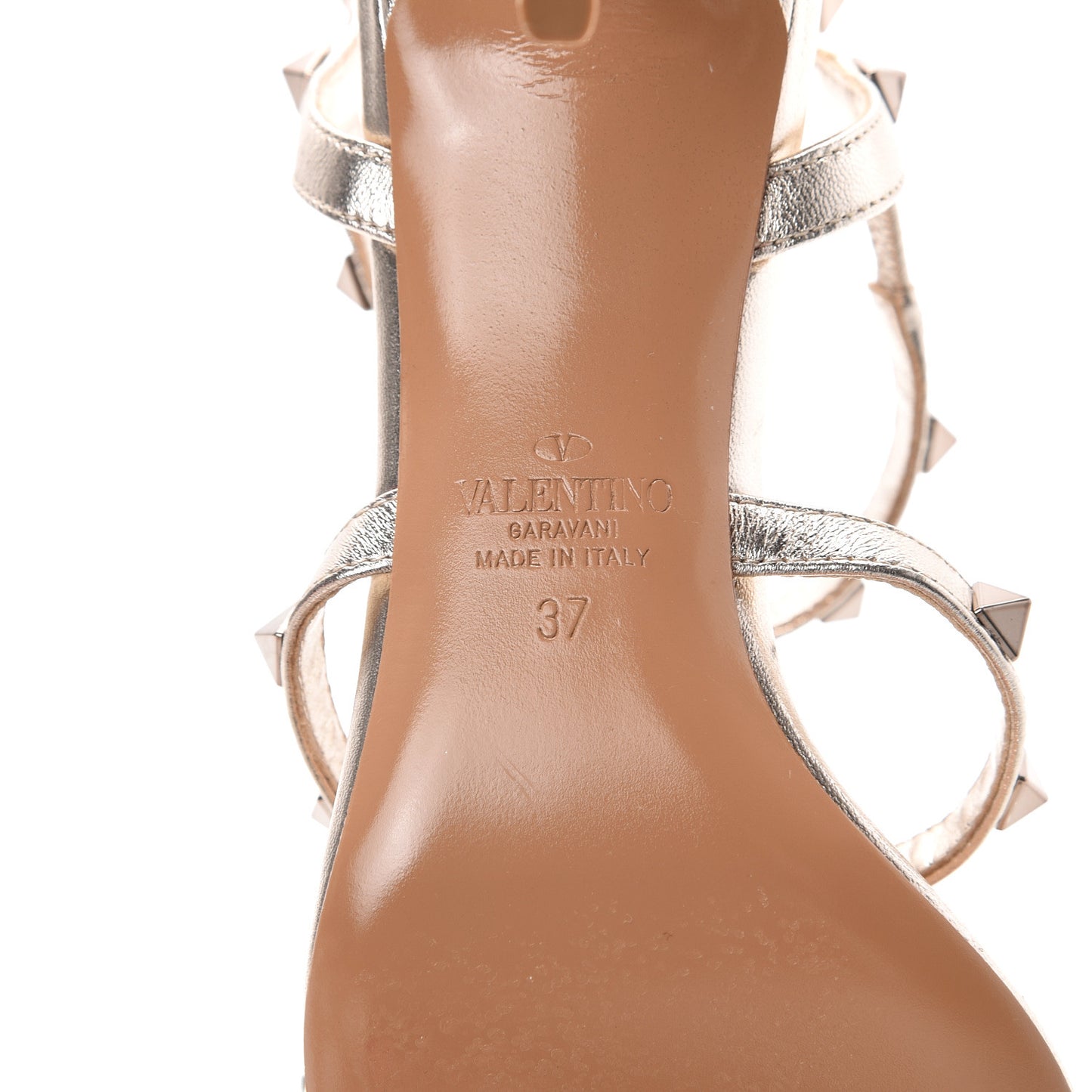Metallic Nappa Rockstud Gladiator 70mm Sandals 37 Gold
