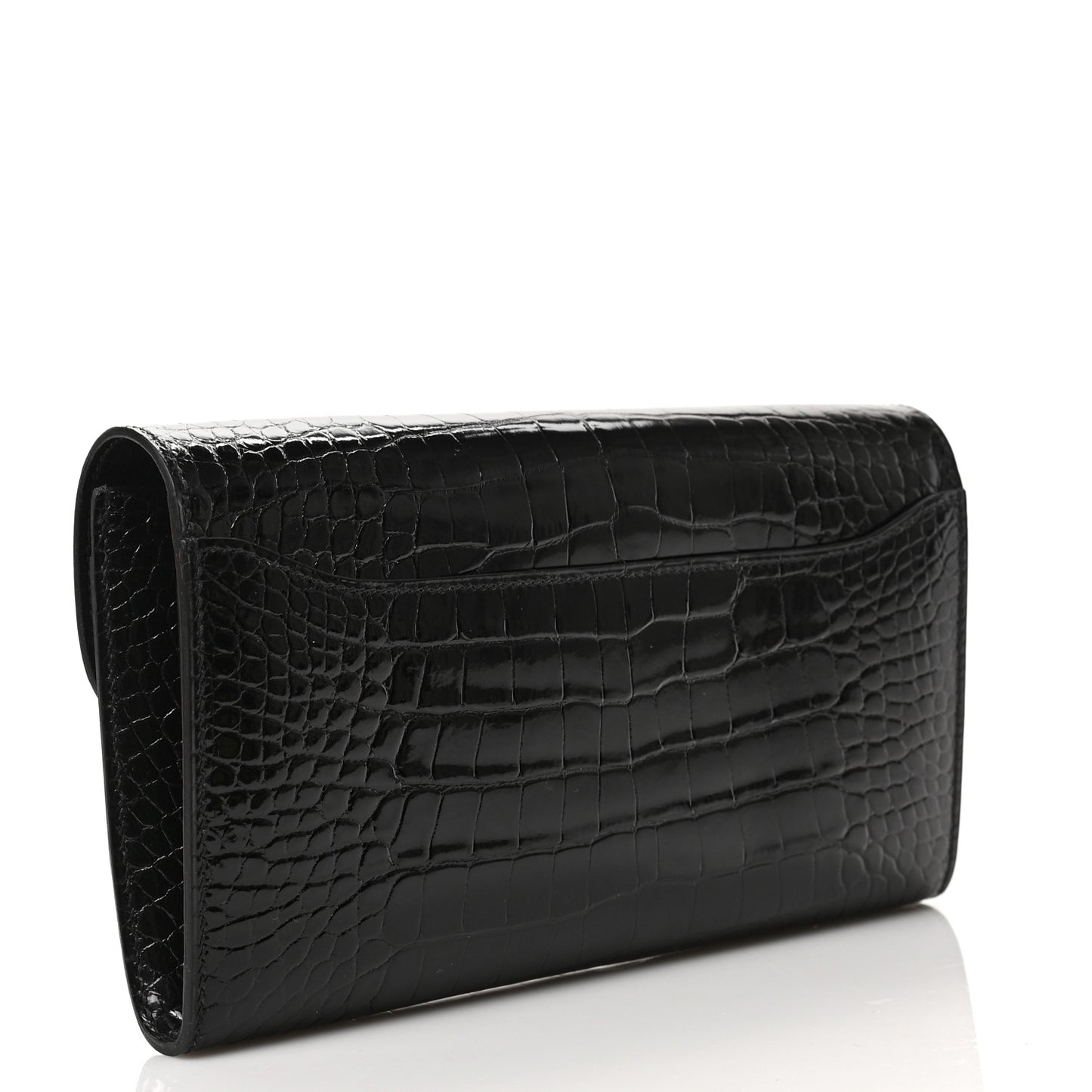 Shiny Alligator Constance Long Wallet Black