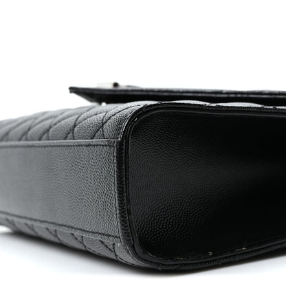 Saint Laurent Grain De Poudre Textured Mixed Matelasse Triquilt Medium Monogram Satchel Black 10 of 10