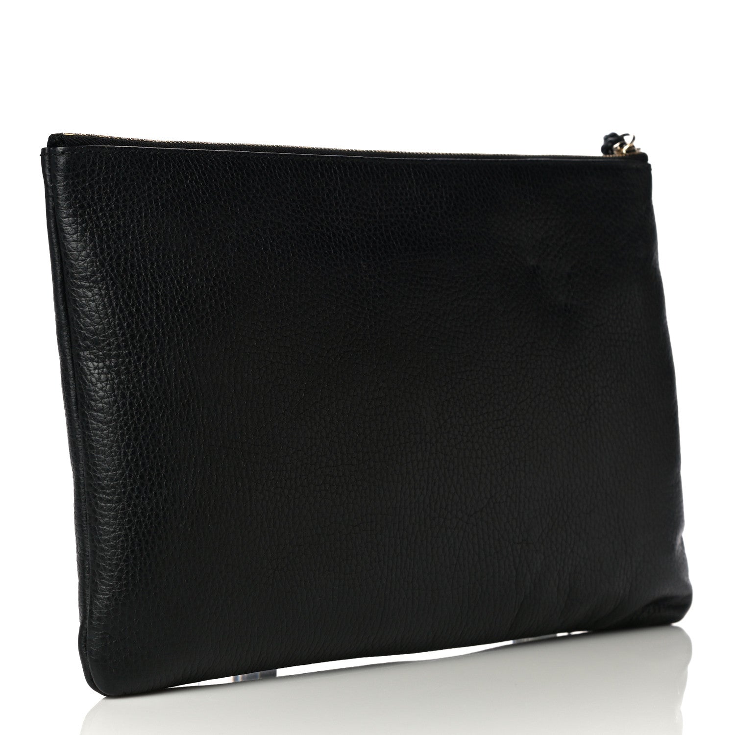 Gucci Pebbled Calfskin Large Bamboo Clutch Black 3 of 15