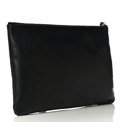 Gucci Pebbled Calfskin Large Bamboo Clutch Black 3 of 15