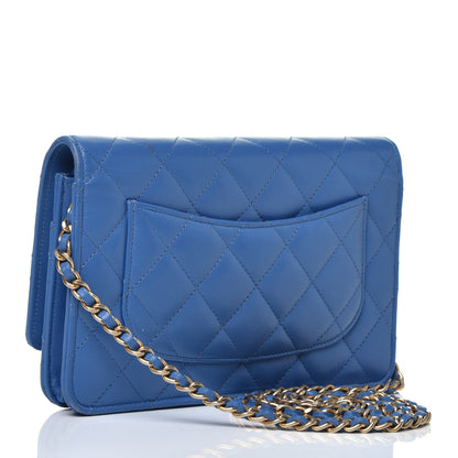Chanel Lambskin Quilted Wallet On Chain WOC Light Blue 3 of 10
