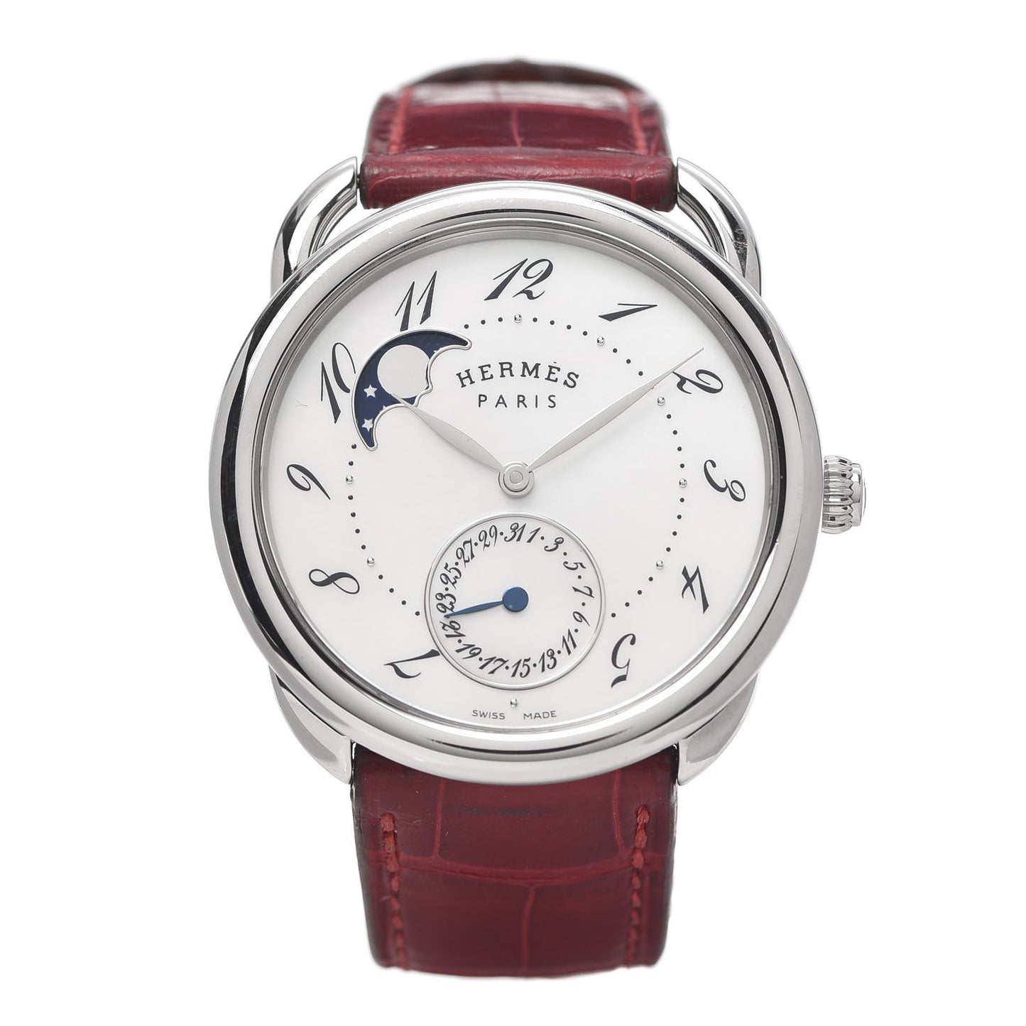 Stainless Steel Alligator Mother of Pearl 38mm Arceau Petite Lune Automatic Watch Braise
