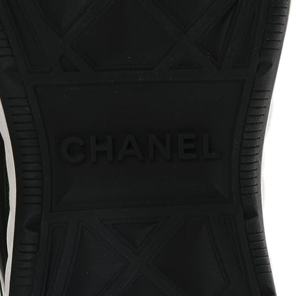 Chanel Suede Calfskin Mixed Fibers CC Sneakers 44 Ivory Green Light Blue 7 of 9
