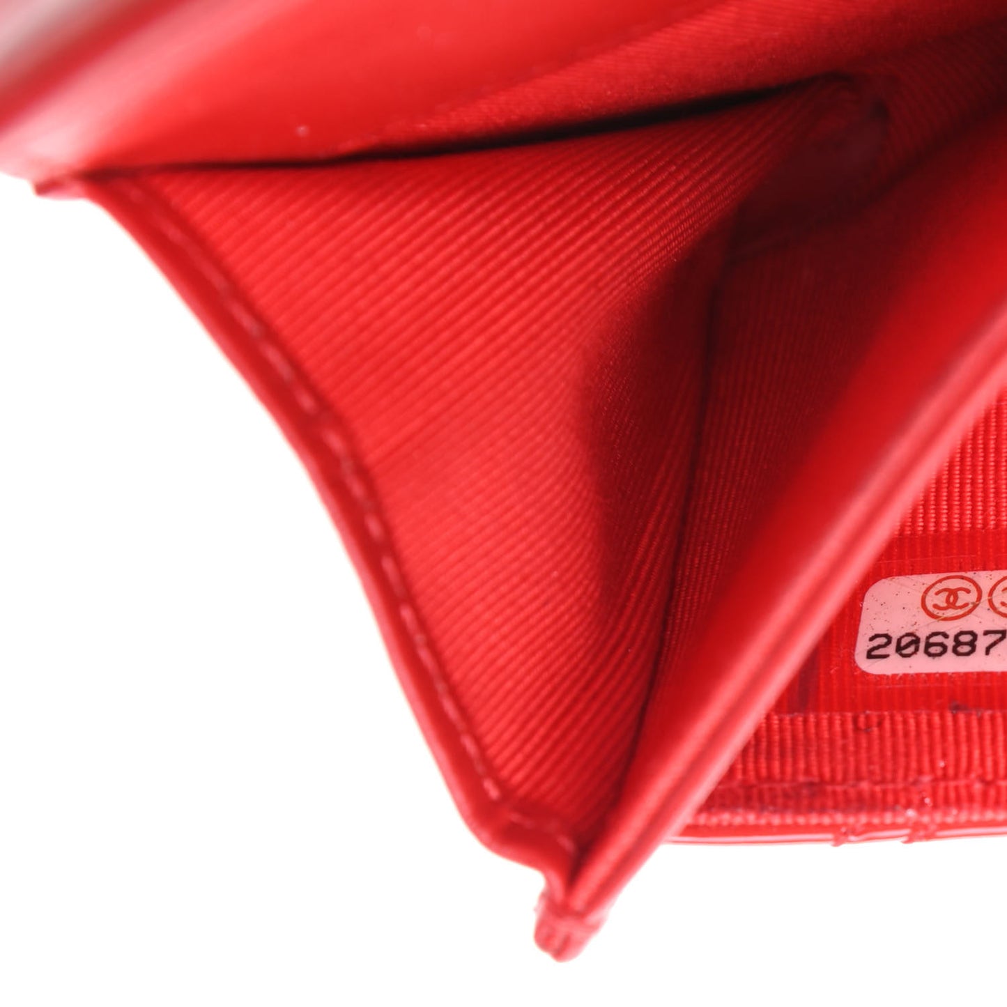 Patent Quilted Double Stitched Flap Card Holder Red