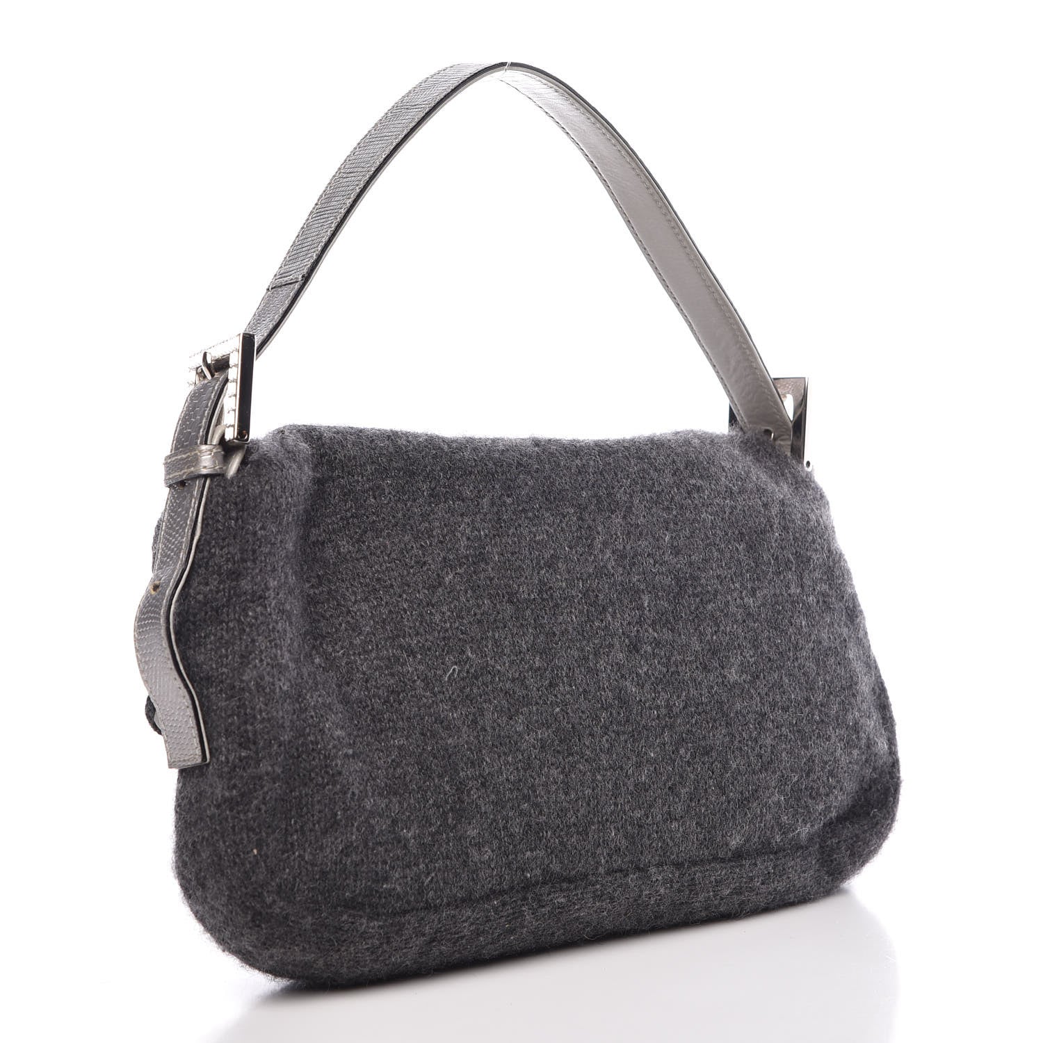 Fendi Knit Lizard Crystal Baguette Dark Grey 3 of 10