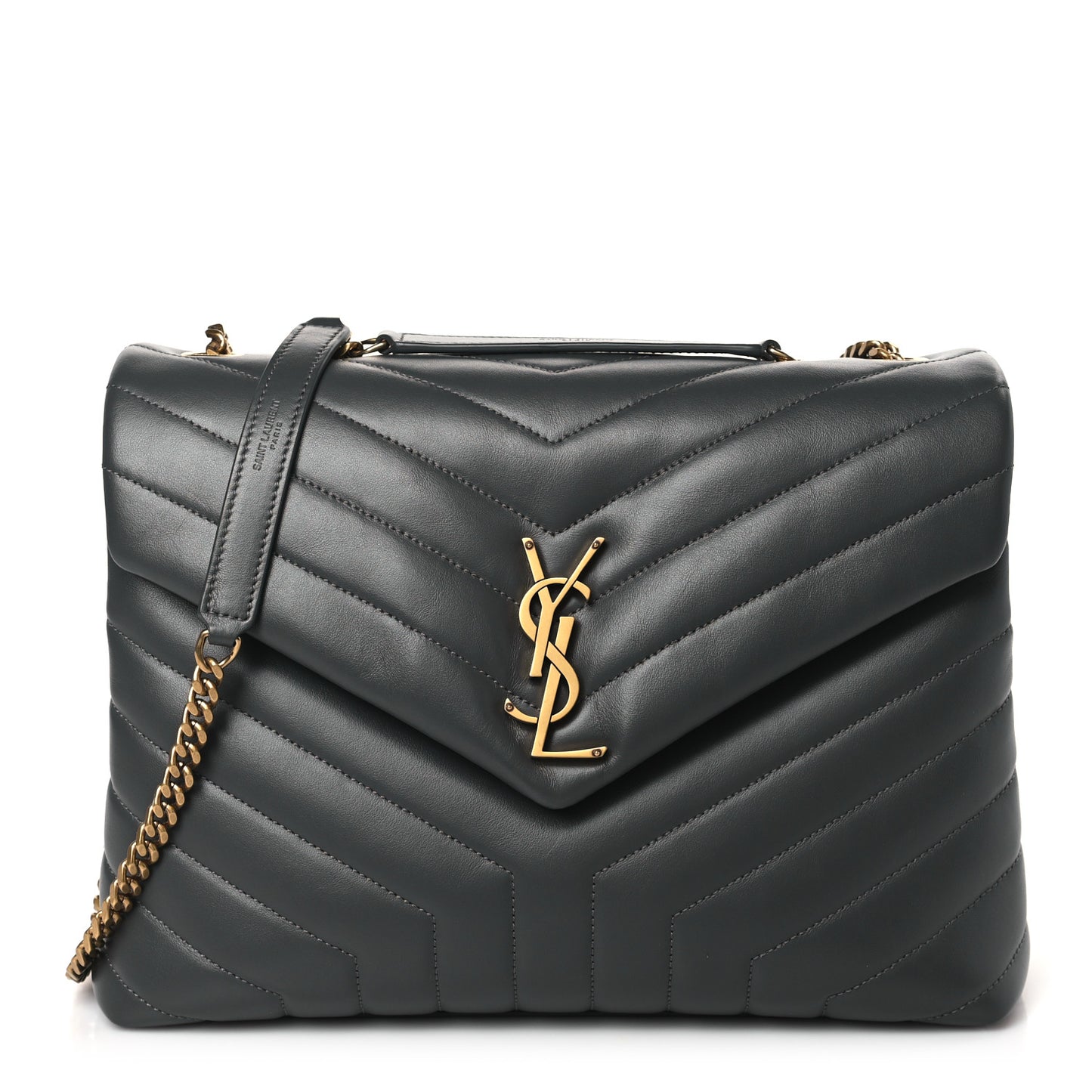 Calfskin Y Quilted Monogram Medium Loulou Chain Satchel Storm