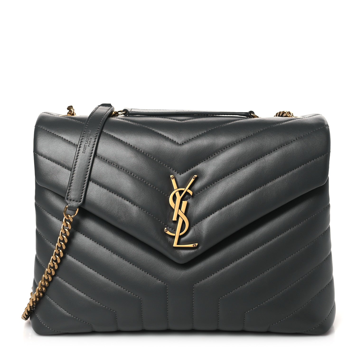 Saint Laurent Calfskin Y Quilted Monogram Medium Loulou Chain Satchel Storm 1 of 9