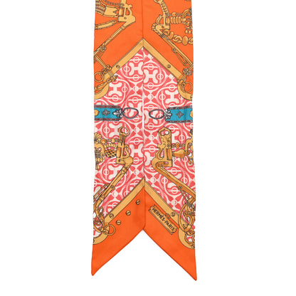 Hermes Silk Mors Et Gourmettes Remix Twilly Orange Saumon Canard 2 of 6