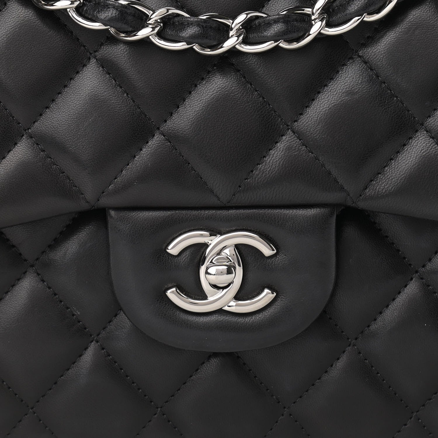 Chanel Lambskin Quilted Jumbo Double Flap Black 8 of 14