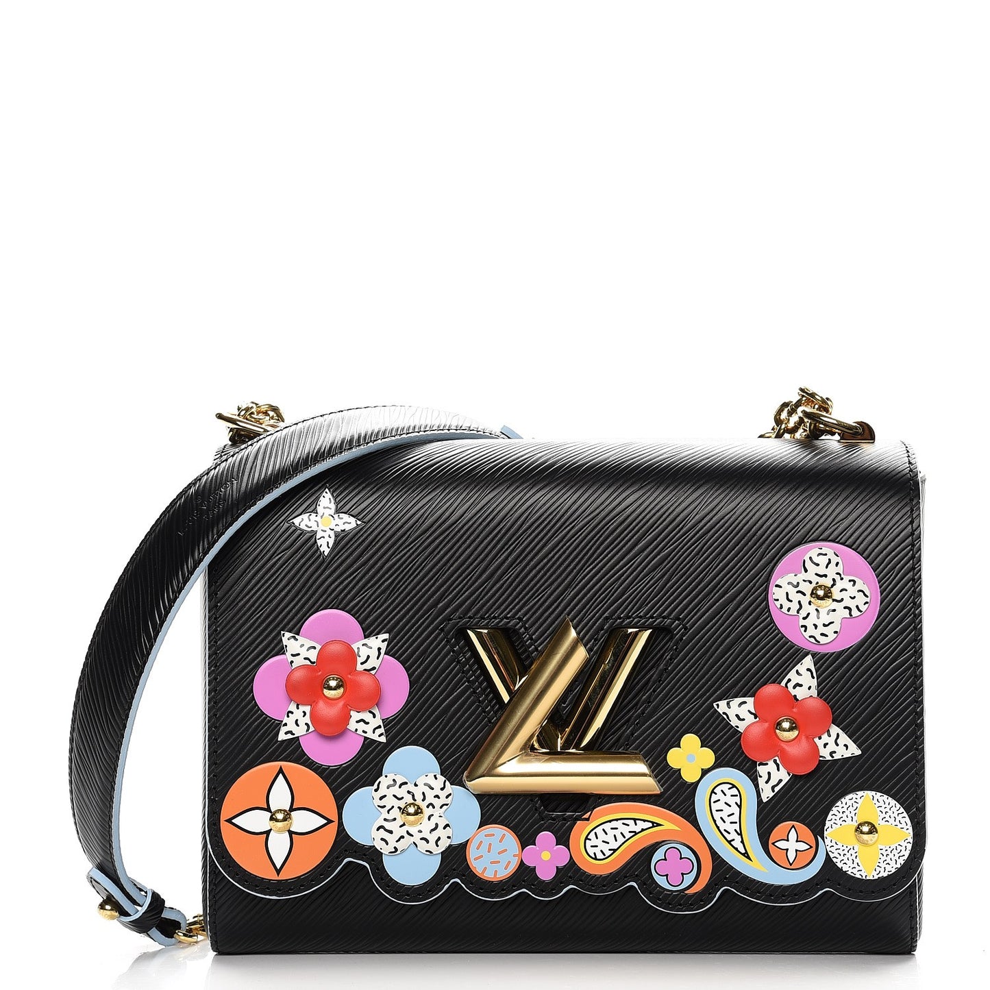 Epi Blooming Flowers Twist Shoulder Bag MM Black