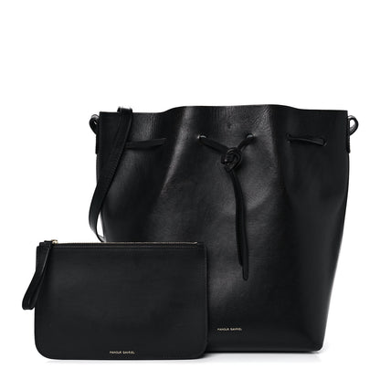 Mansur Gavriel Vegetable Tanned Calfskin Bucket Bag Black Marina 1 of 13