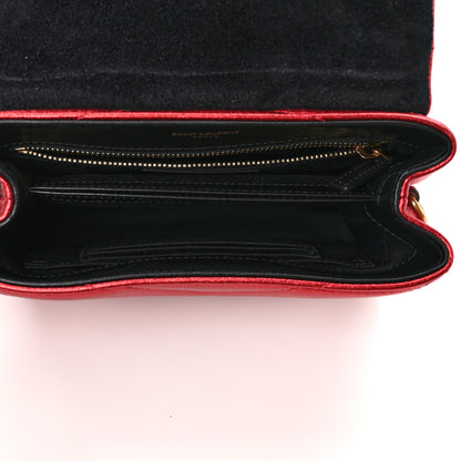 Saint Laurent Metallic Calfskin Matelasse Toy Loulou Monogram Chain Satchel Red 5 of 9