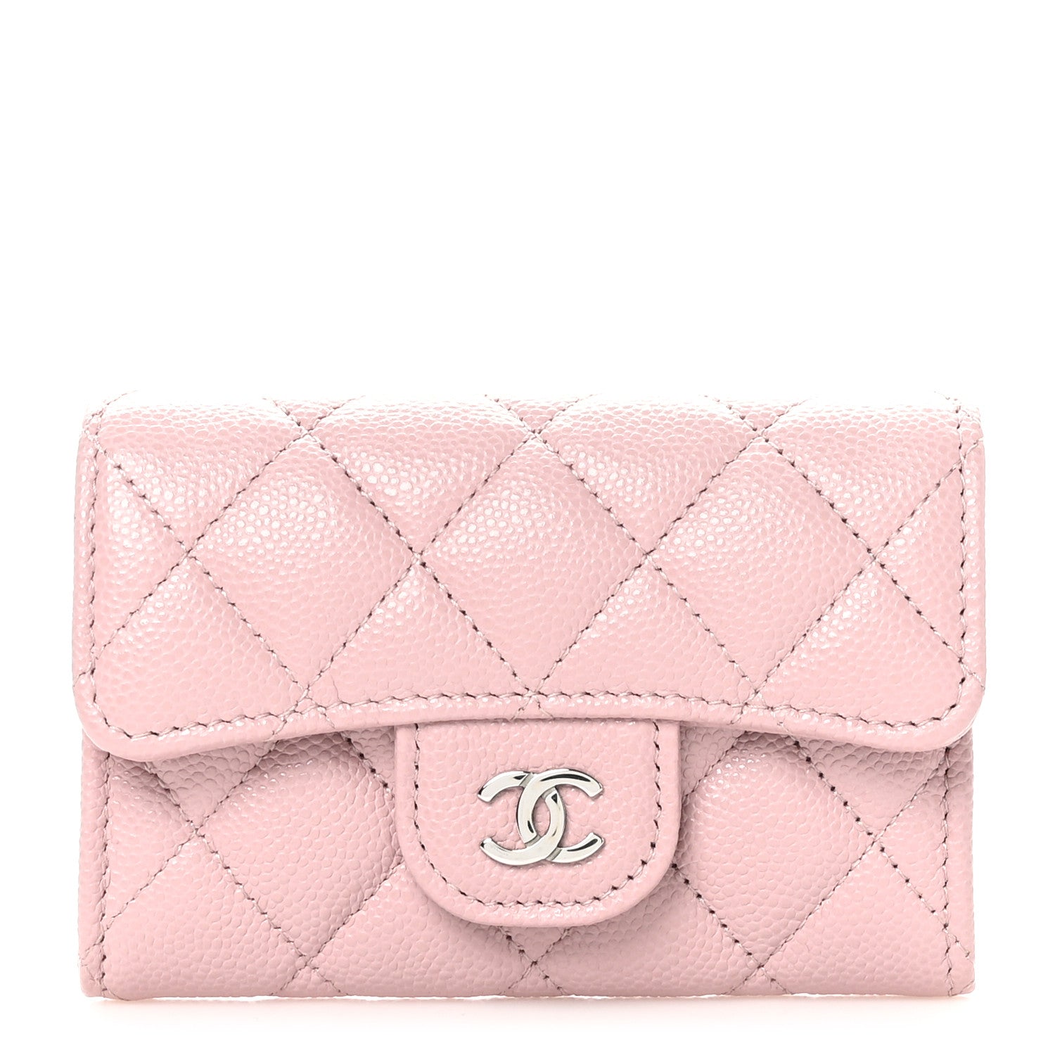 Chanel Caviar Quilted Flap Card Holder Wallet Light Pink 1 of 10