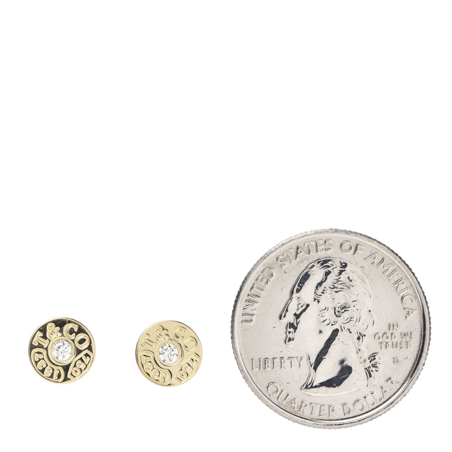 Tiffany 18K Yellow Gold Diamond 1837 Circle Earrings 2 of 4