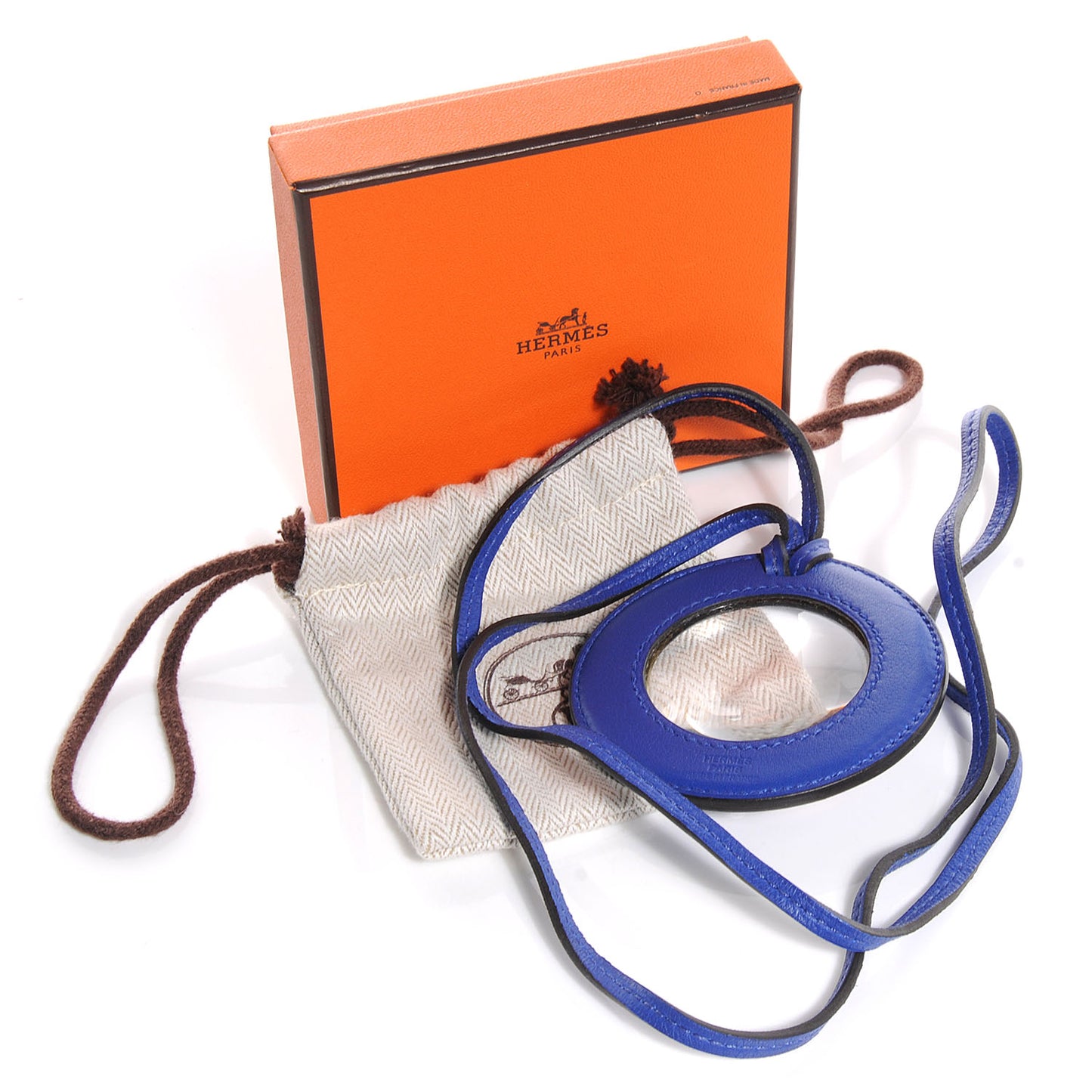 Lambskin Loupe Magnifying Glass Pendant Bleu Electrique