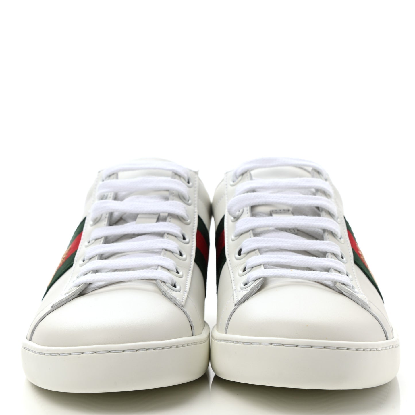 Calfskin Web Bee Embroidered Womens Ace Sneakers 36 White