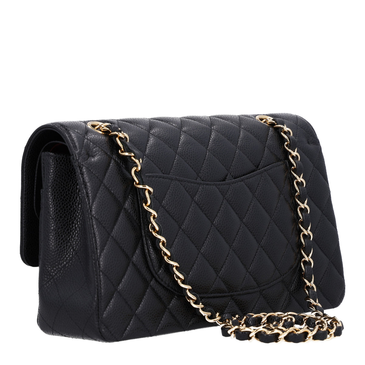 Caviar Quilted Medium Double Flap Black