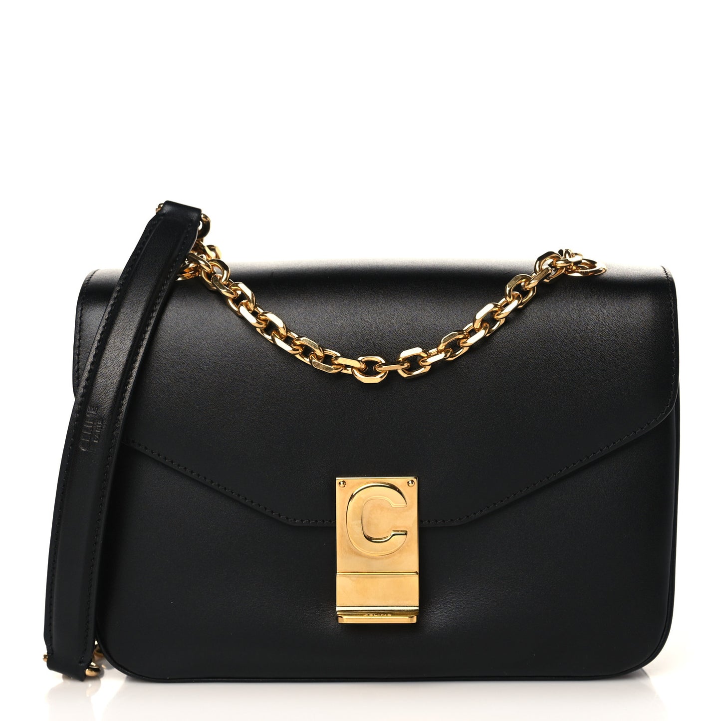 Shiny Calfskin Medium C Bag Black