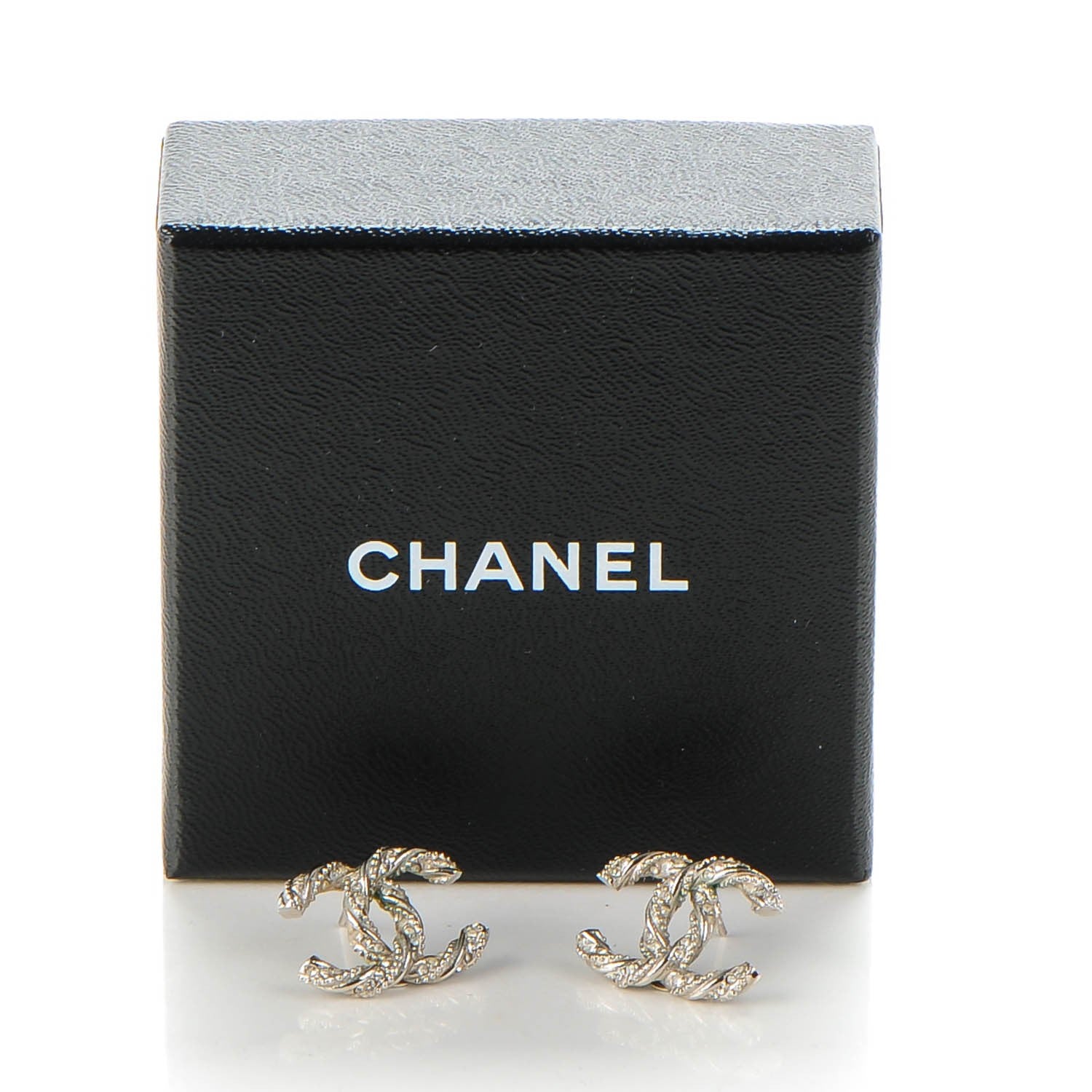 Chanel Crystal CC Twisted Earrings Silver 5 of 5