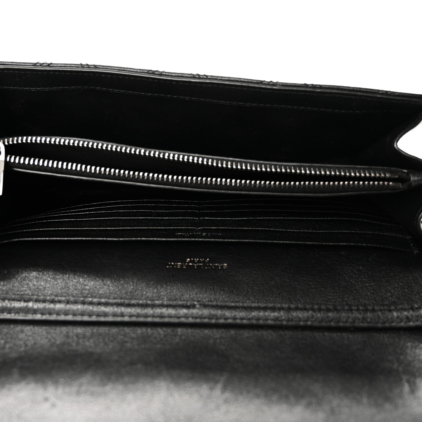 Lambskin Diamond Quilted Becky Chain Wallet Black